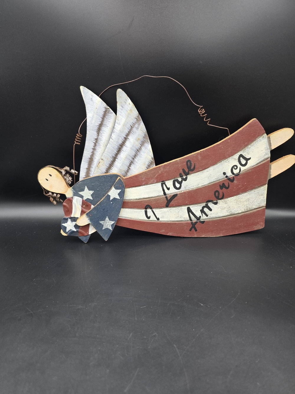 Patriotic Angel Wall Decor - I Love America - Red White Blue